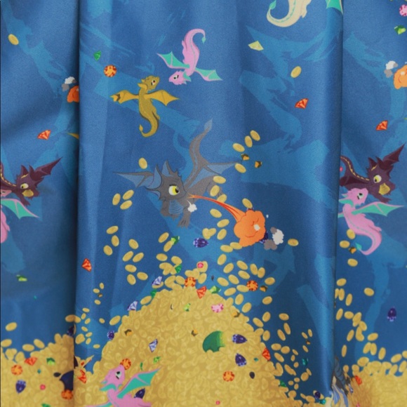 Lindy Bop Marie Baby Dragon Print Swing Skirt 14 - Picture 3 of 5